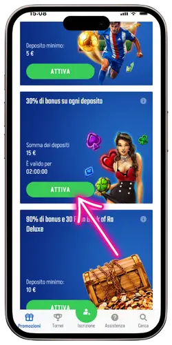 Bonus di deposito disponibili nell’area Promozioni dell’app Winnita